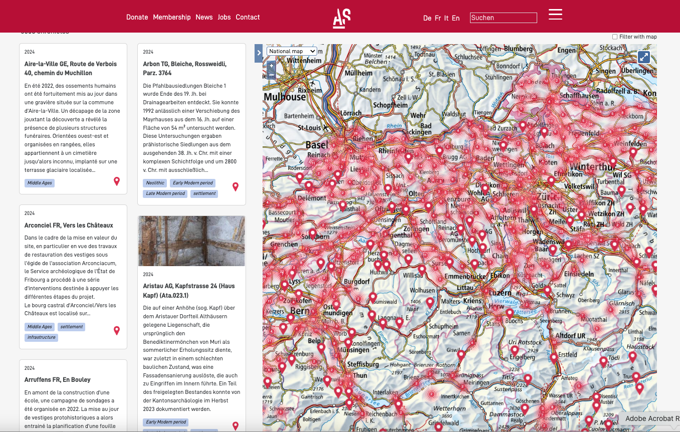 AS Portal screenshot of landing page section showing map and report summaries